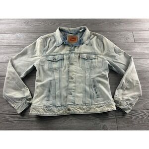 Levis Jeans Jacket Womens XL Blue Denim Light Wash Cotton Trucker Classic